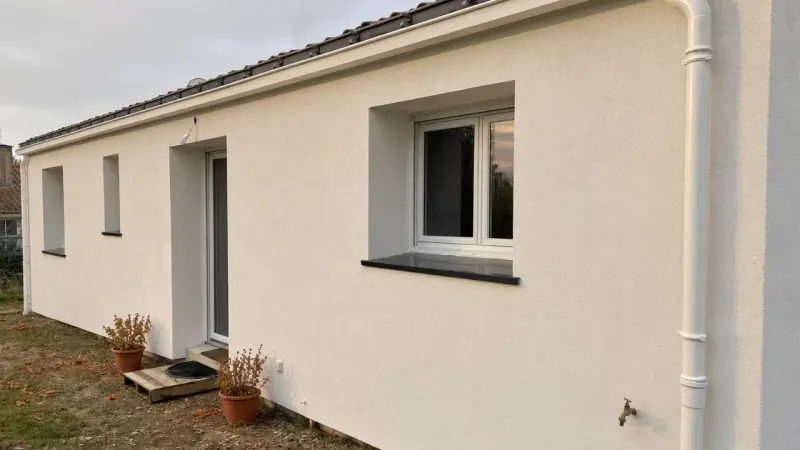 Rénovation globale : isolation par l'extérieur en cours sur une maison